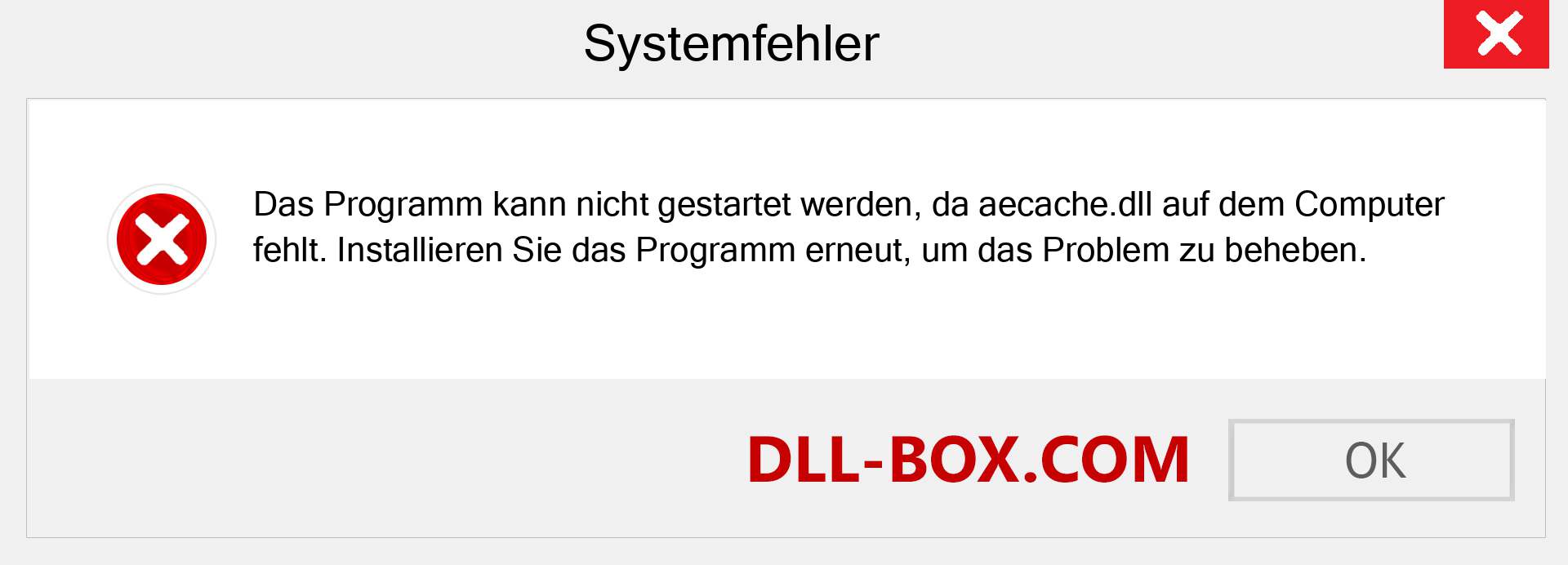 aecache.dll-Datei fehlt?. Download für Windows 7, 8, 10 - Fix aecache dll Missing Error unter Windows, Fotos, Bildern