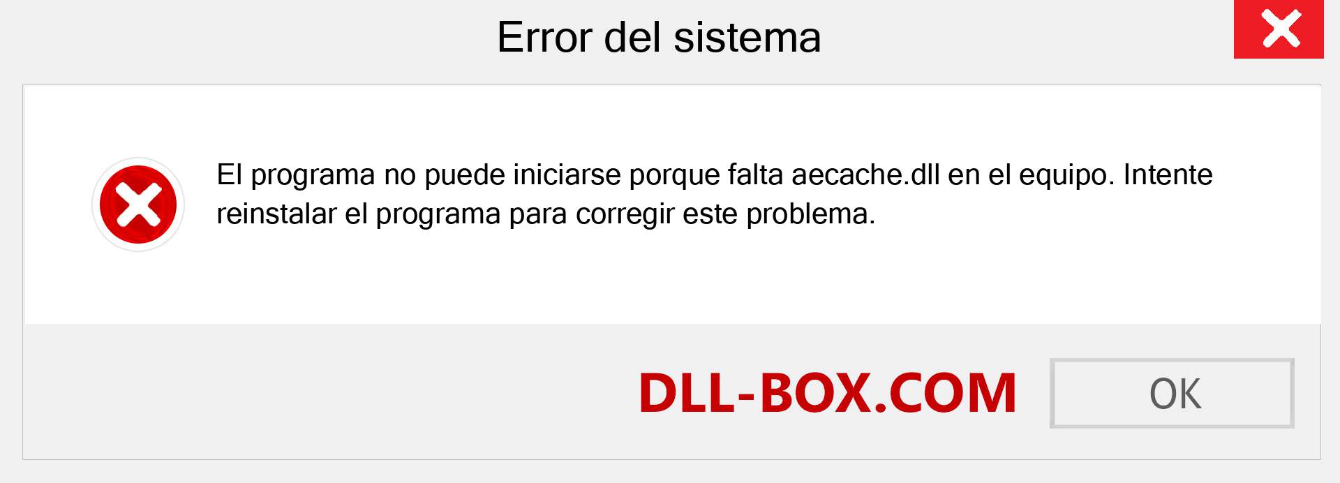 ¿Falta el archivo aecache.dll ?. Descargar para Windows 7, 8, 10 - Corregir aecache dll Missing Error en Windows, fotos, imágenes